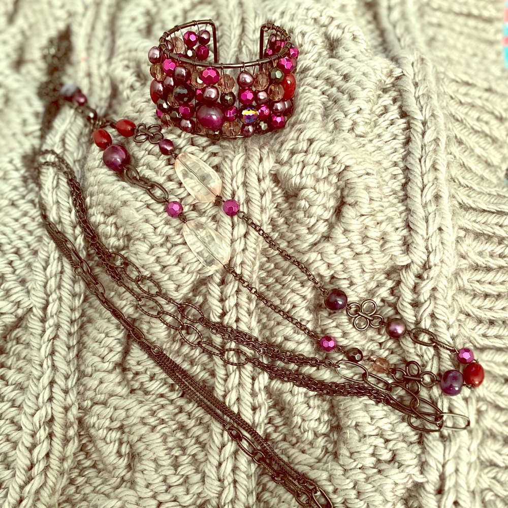 Cookie Lee 4 in 1 Necklace & Cuff Bracelet.